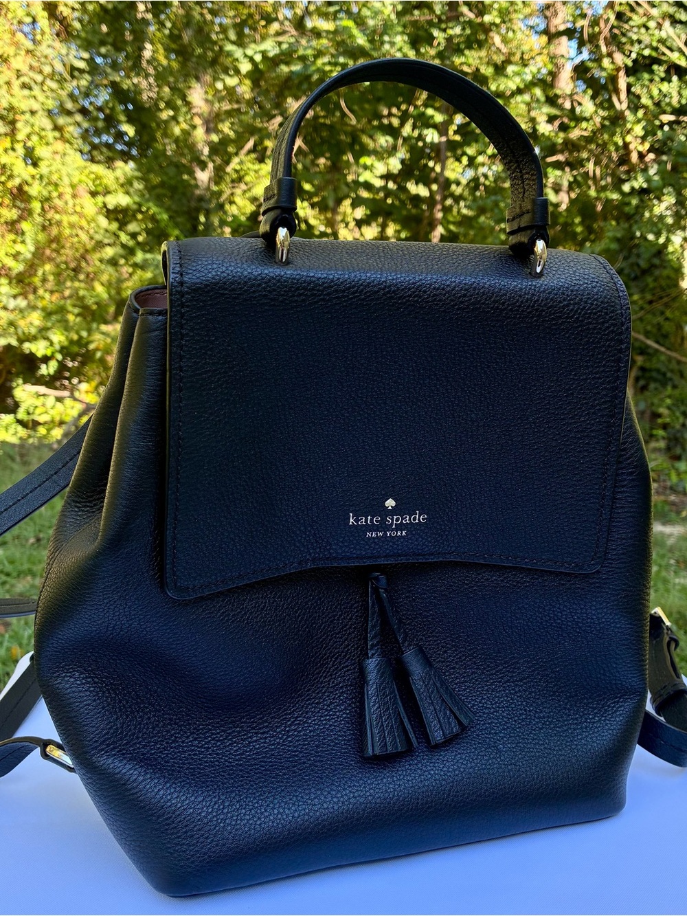 NWT KATE SPADE HAYES MEDIUM PEBBLED LEATHER BACKPACK - BLACK